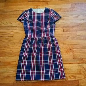 Brooks Brothers Size 4 Red, White, and Navy Blue Plaid Dress